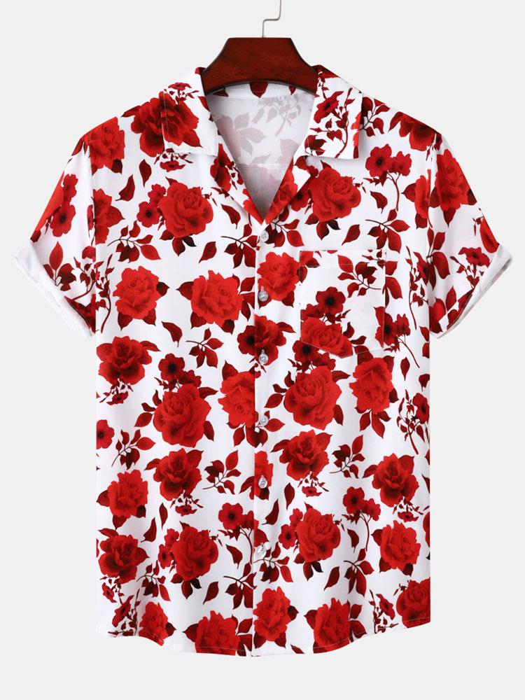 Atiyeh® | Red Floral Print Revere Collar Shirt