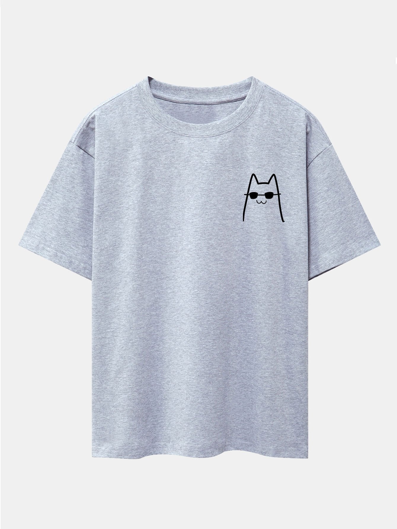 Humberto® | Cat With Sunglasses Print Drop Shoulder Oversize T-Shirt
