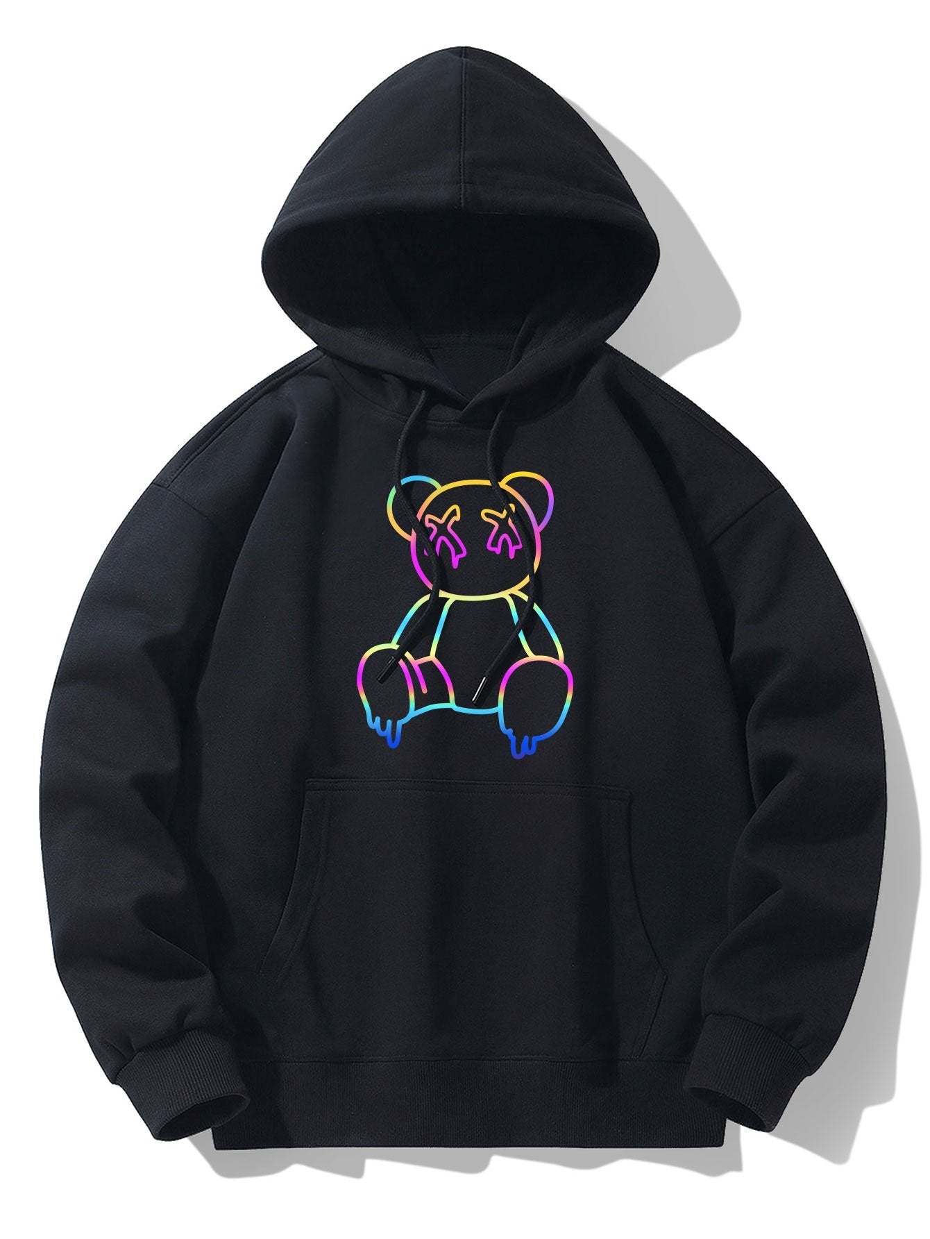 Xavier | Gradient Dissolving Bear Print Drop Shoulder Relaxed Hoodie