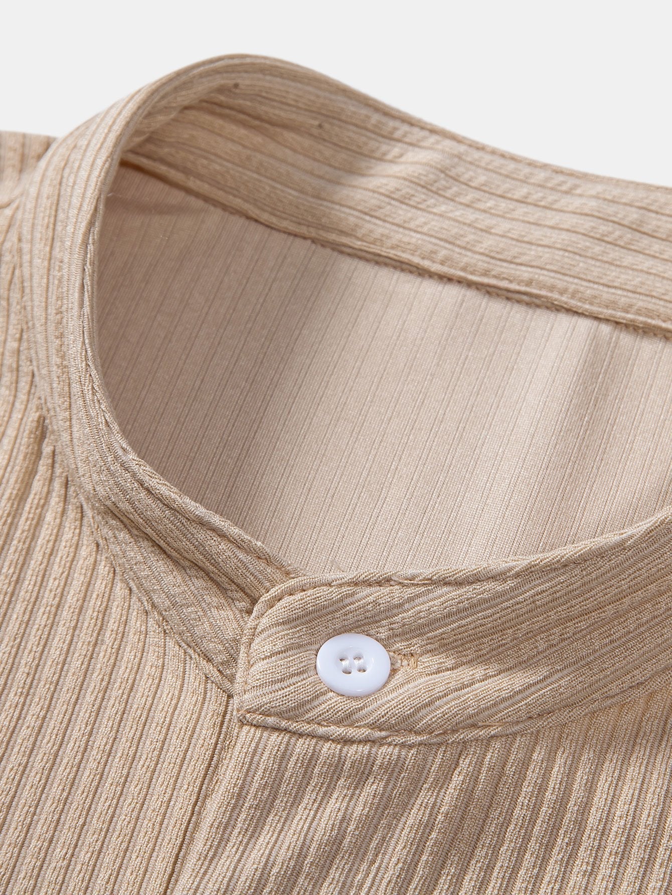 Jorell® | Muscle Fit Ribbed Mandar Collar Shirt