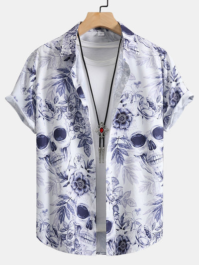 Amarildo® | Skull Floral Print Button Up Shirt