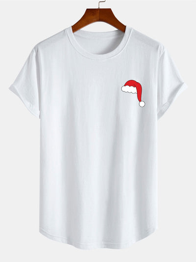 Alcides® | Santa Hat Print Cotton Arc Hem T-Shirt