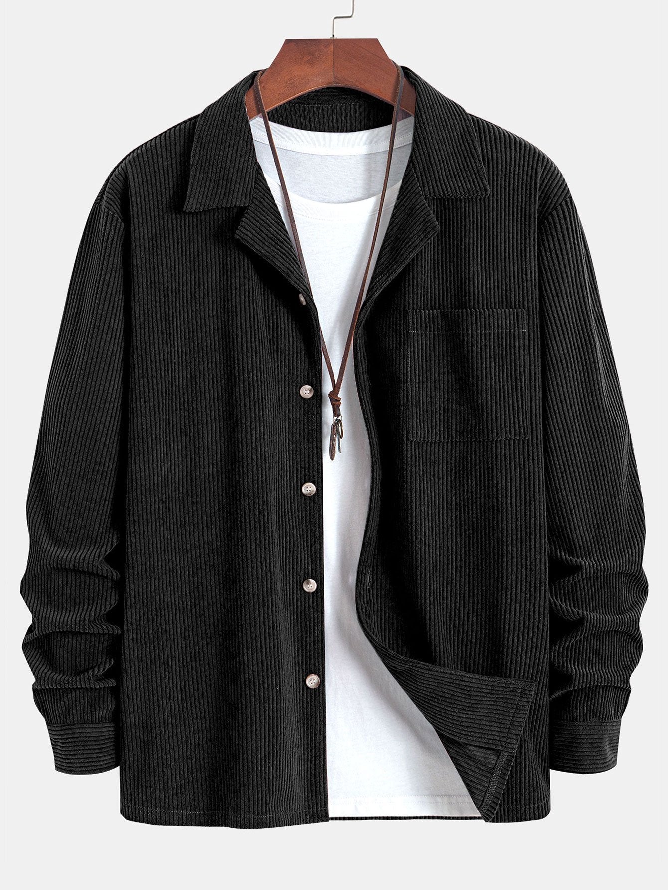 Idris® | Long Sleeve Corduroy Cuban Collar Shirt & Straight Leg Corduroy Pants