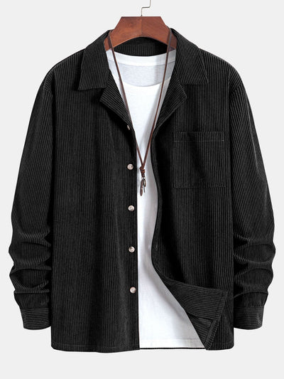 Idris® | Long Sleeve Corduroy Cuban Collar Shirt & Straight Leg Corduroy Pants