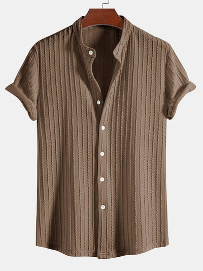 Akira® | Muscle Fit Stand Collar Knitted Ribbed Shirt