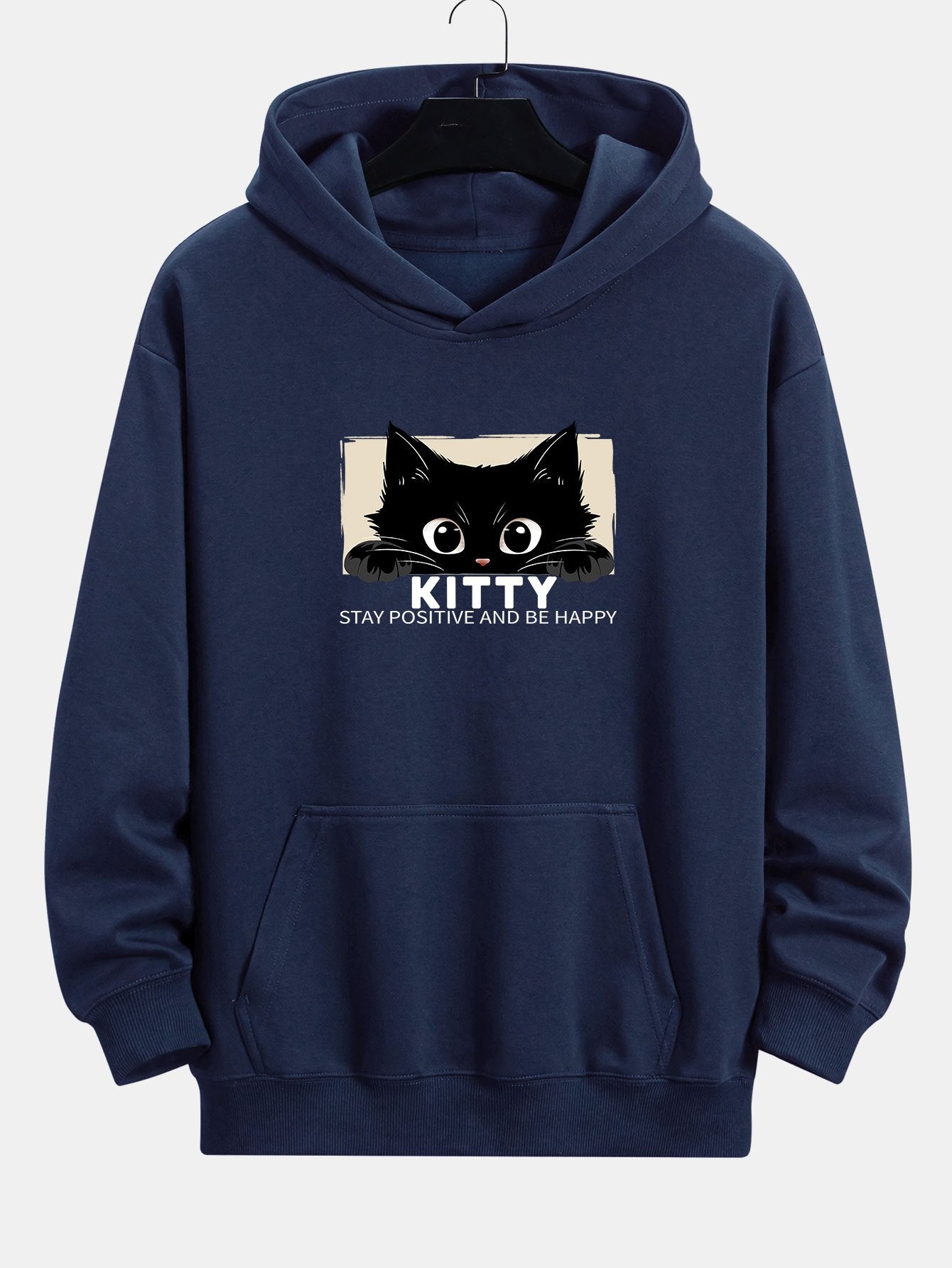 Nigel | Black Cat Print Relax Fit Hoodie