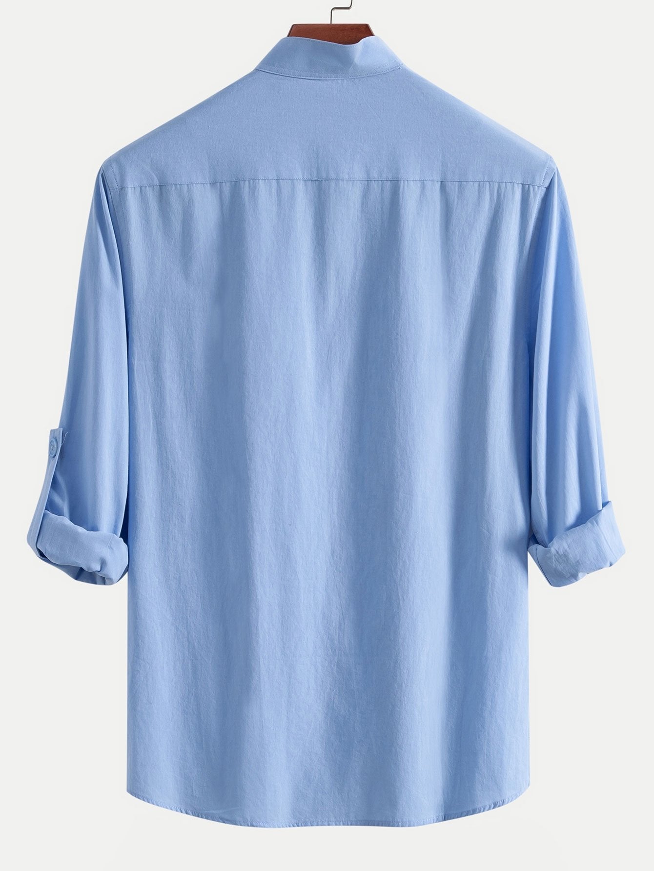 Aniruddha® | Long Sleeve Linen Look Henley Collar Shirt