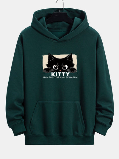 Nigel | Black Cat Print Relax Fit Hoodie