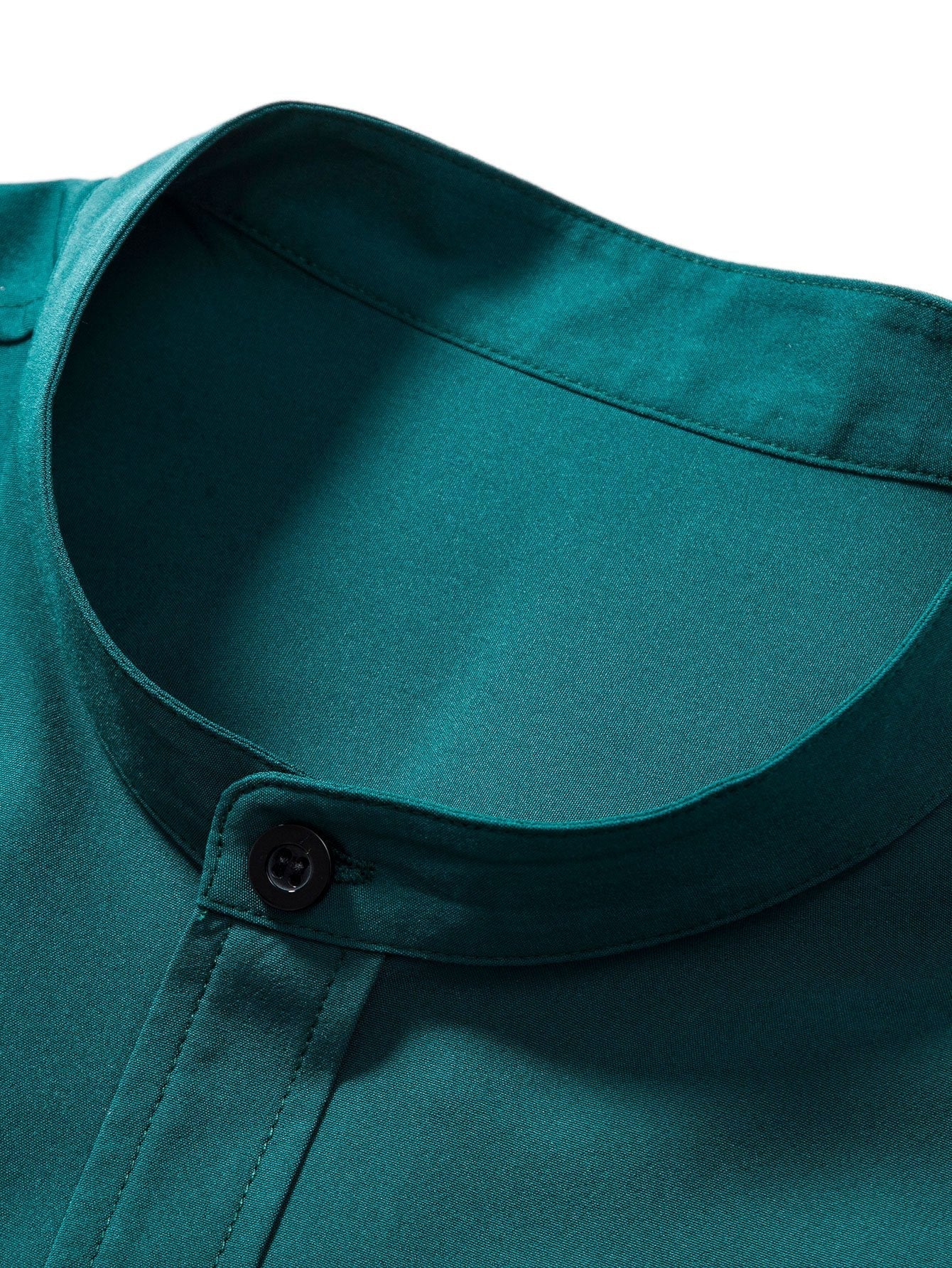 Arvid® | Muscle Fit Stripe Threaded Cuff Stand Collar Shirt