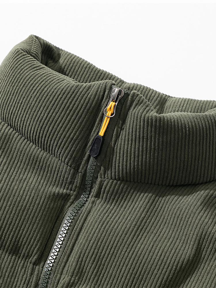 Cyrus | Funnel Neck Corduroy Puffer Coat