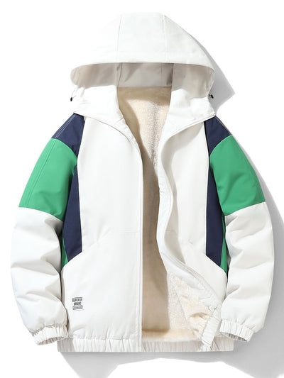 Fernando | Teddy Fleece Lined Color Block Hooded Windbreaker