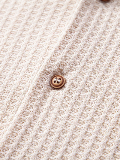 Adlai® | Short Sleeve Knitted Waffle Cuban Shirt & Straight Leg Linen Pants