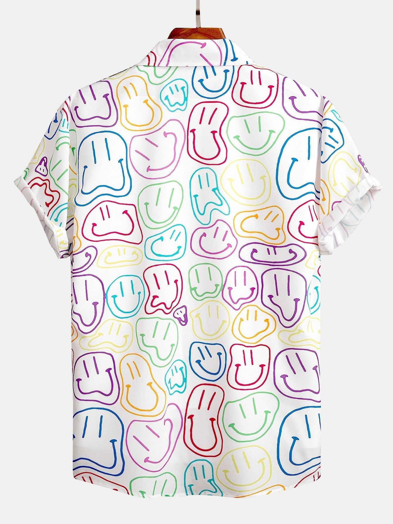 Alfread® | Colorful Smiley Print Button Up Shirt