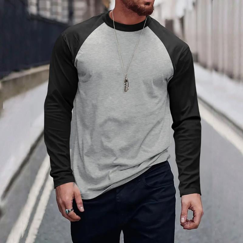 Men's Retro Casal Colorblock Rond Neck Long Sleeve T-Shirt
