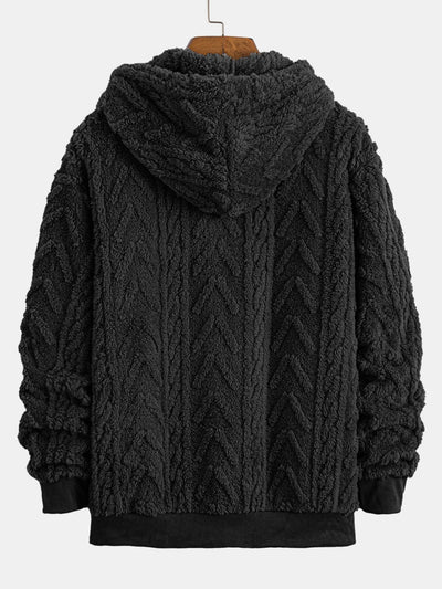 Jonas | Geometric Jacquard Zip Up Teddy Hoodie