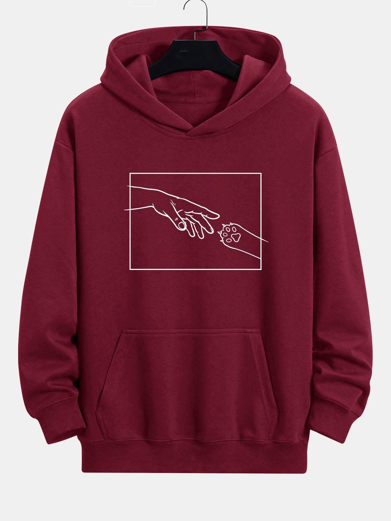 Edward | Hand And Cat Paw Print Relax Fit Hoodie