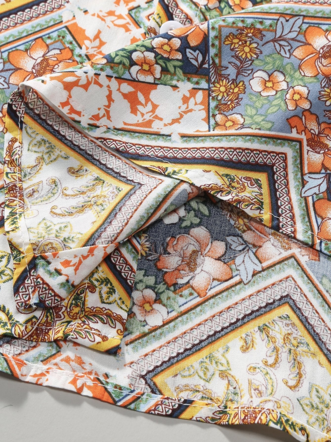 Aodhan® | Floral Border Print Button Up Shirt