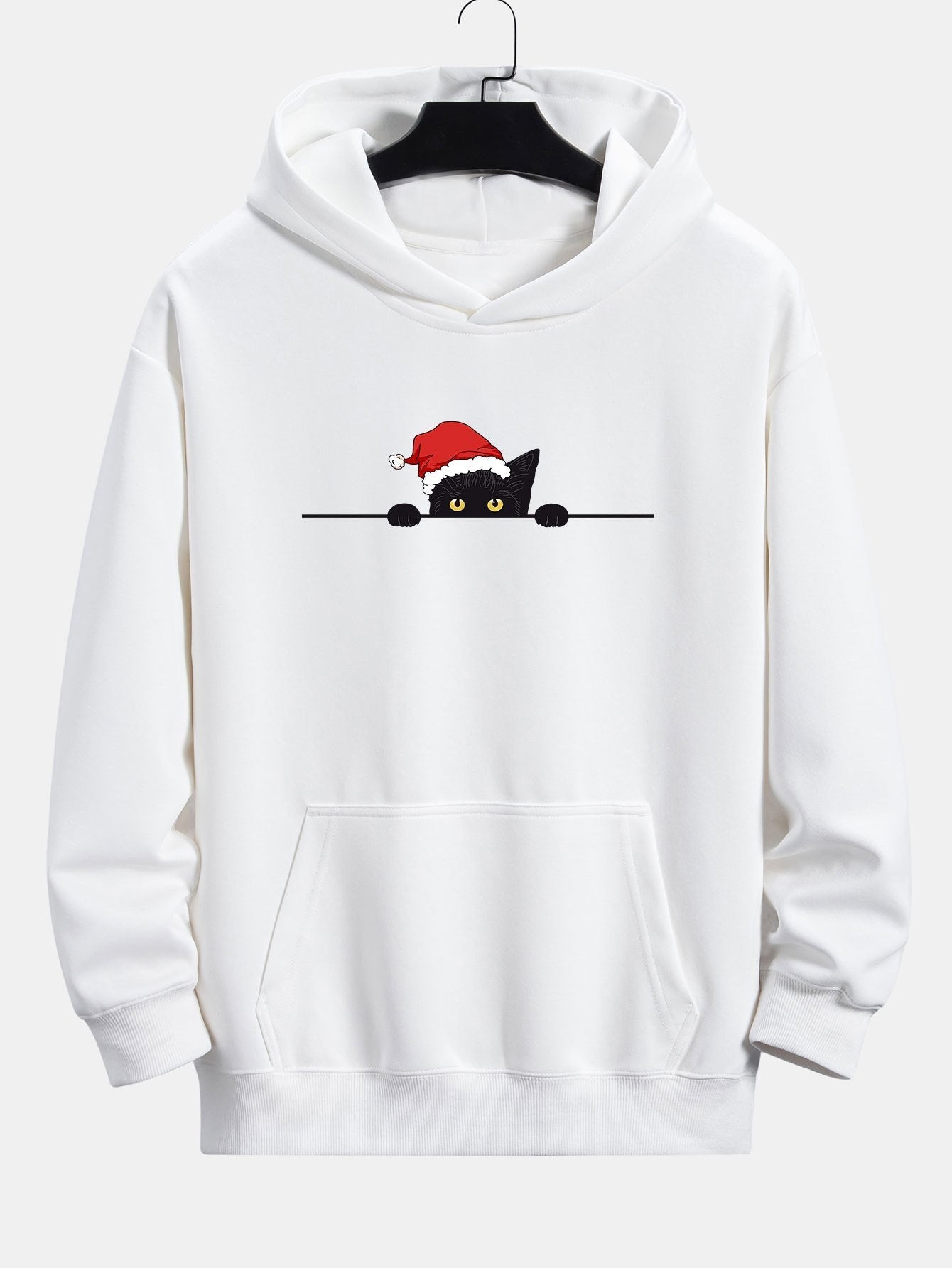 Lawrence | Christmas Black Cat Print Relax Fit Hoodie