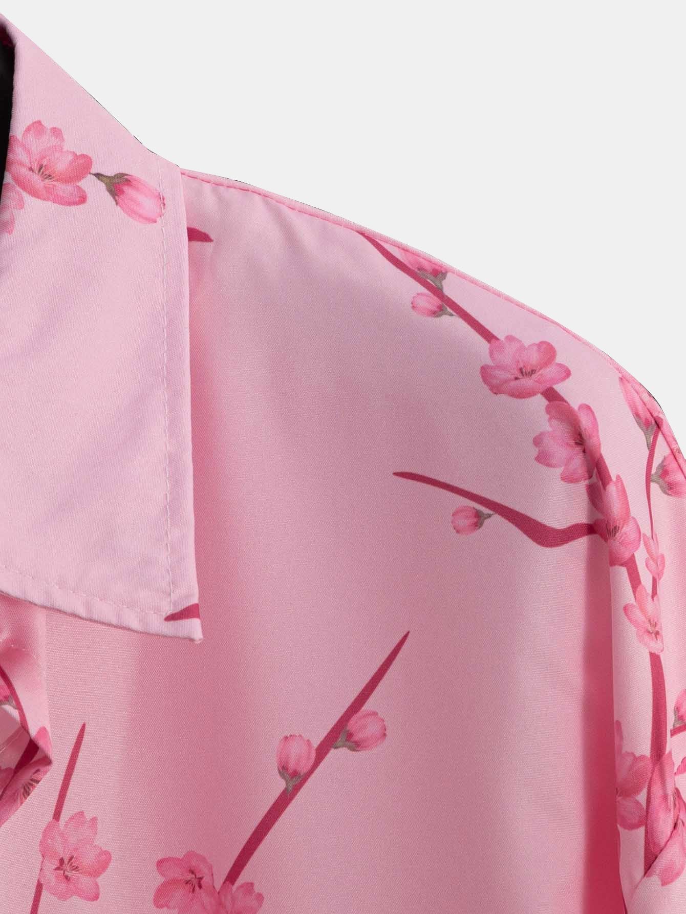 Justo® | Cherry Blossoms Print Button Up Shirt