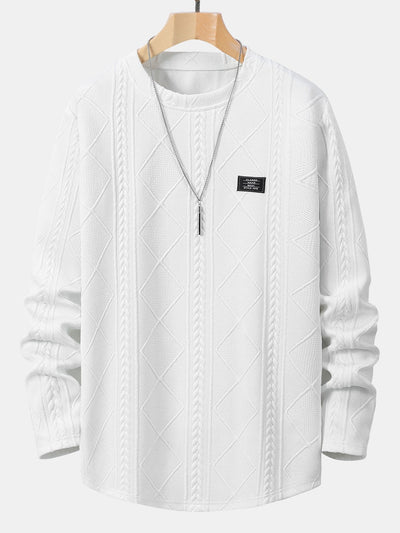 Ward® | Long Sleeve T-Shirt With Curved Hem In Geometric Jacquard & Cargo Joggers In Corduroy With Drawstring