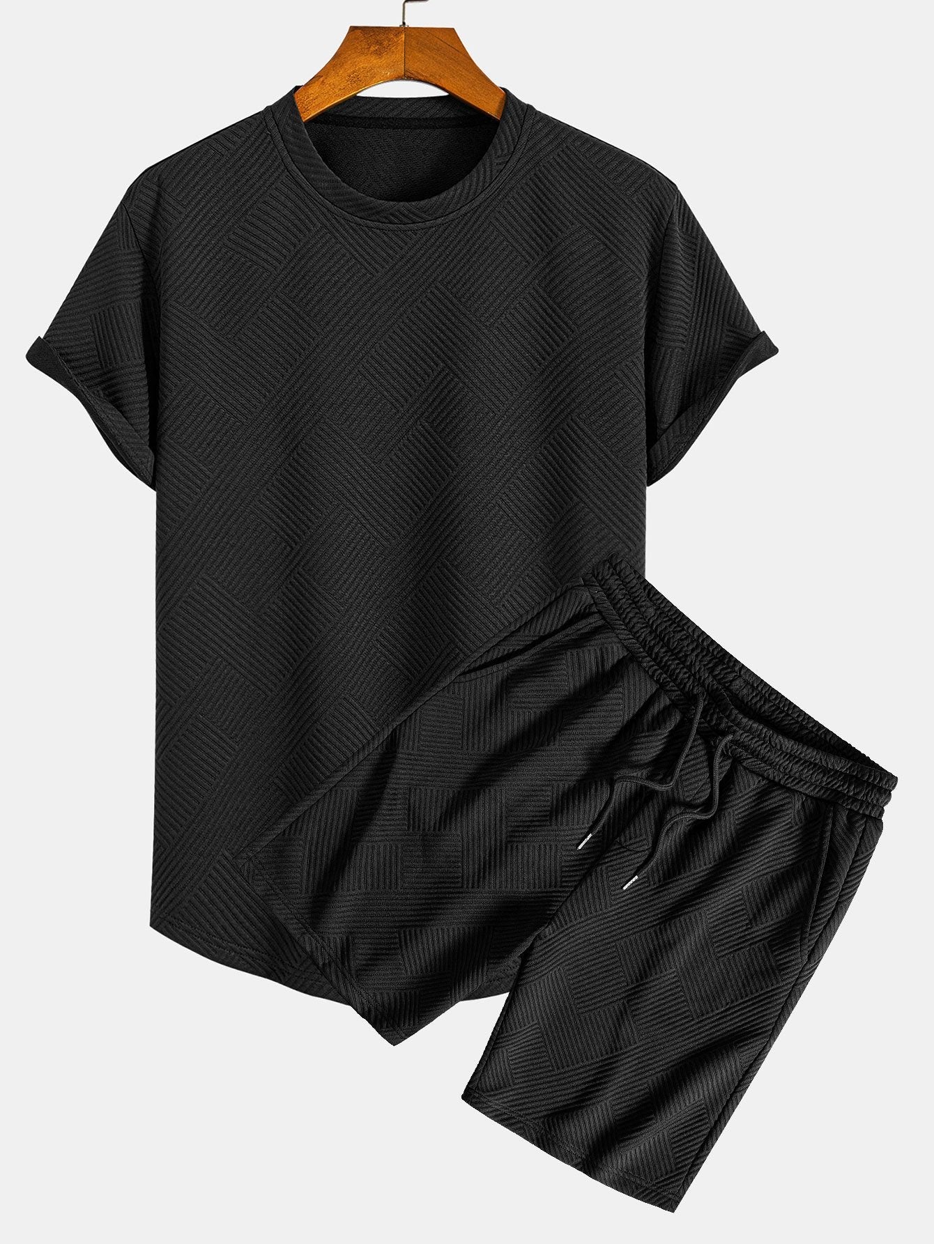 Antenor® | Short Sleeve Stripe Jacquard Arc Hem T-Shirt & Shorts
