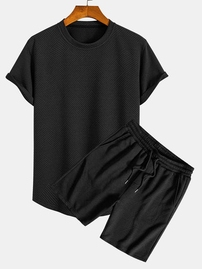 Antenor® | Short Sleeve Stripe Jacquard Arc Hem T-Shirt & Shorts