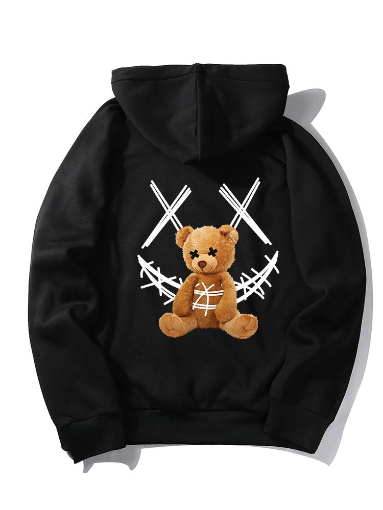 Jeziah | Smiley Bear Back Print Hoodie