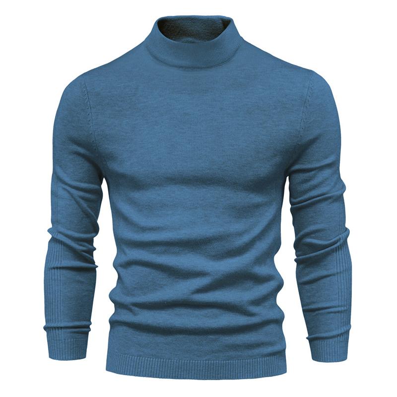 Men's Solid Color Turtleneck Pullover Knit Sweater