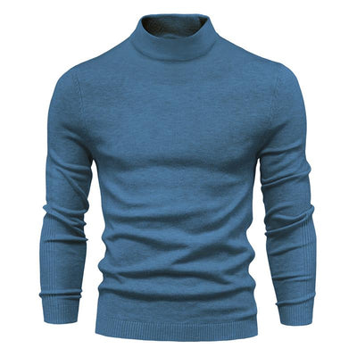 Men's Solid Color Turtleneck Pullover Knit Sweater