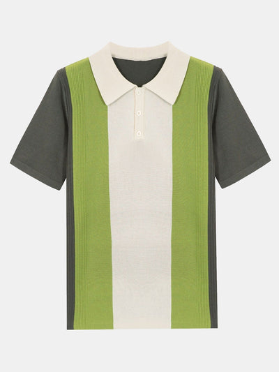Brooks | Striped Short Sleeve Color Block Sweater Polo