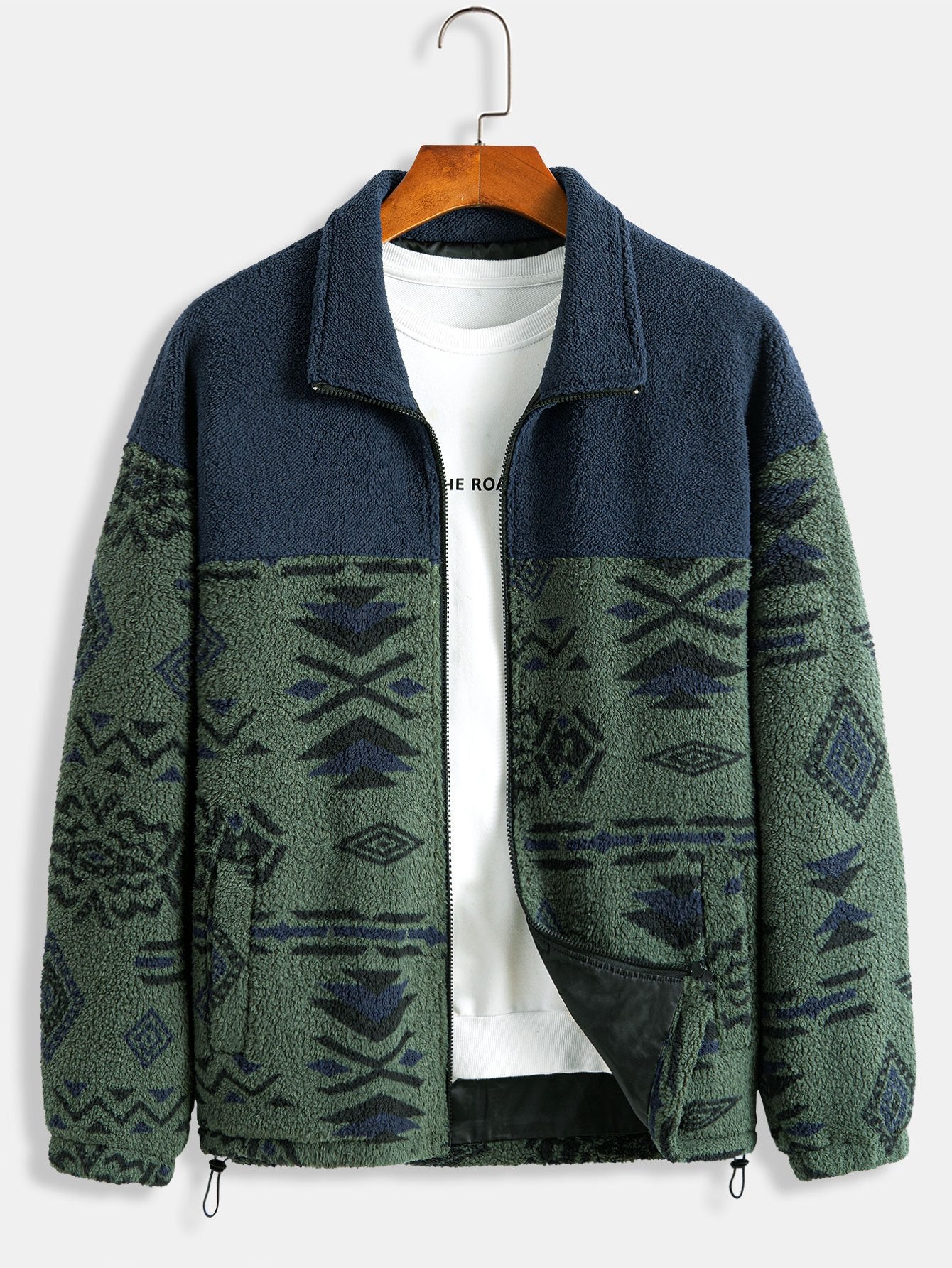 Alejandro | Aztec Print Patchwork Teddy Fleece Coat