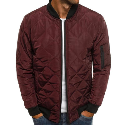 Men's Padded Stand Collar Solid Color Thermal Padded Jacket