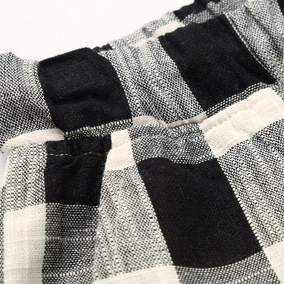 Men's Casal Cotn Linen Stripe Elastic Waist Straight Shorts