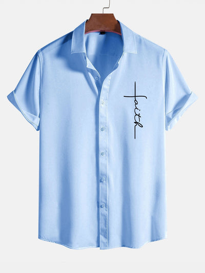 Amedeus® | Faith Letter Print Button Up Shirt