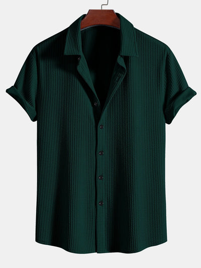 Caleb® | Muscle Fit Ribbed Button Up Shirt