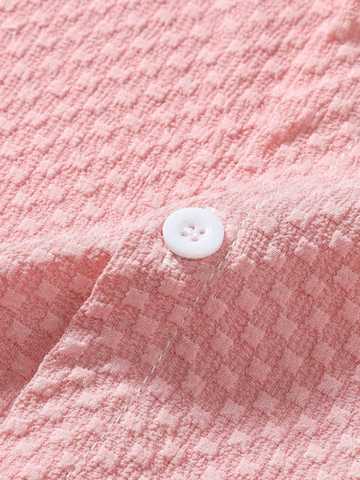 Dionisio® | Checkerboard Texture Button Up Shirt & Drawstring Shorts