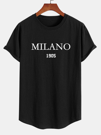 Omar® | Milano Slogan Print Cotton Arc Hem T-Shirt