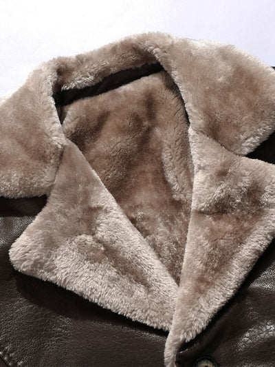 Nolan | Long Line Faux Fur Lined PU Leather Coat