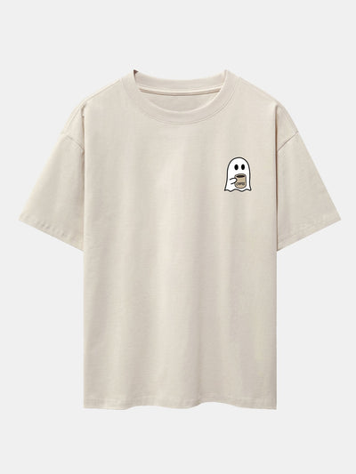 Aureliano® | Ghost Drinking Coffee Print Drop Shoulder Oversize T-Shirt
