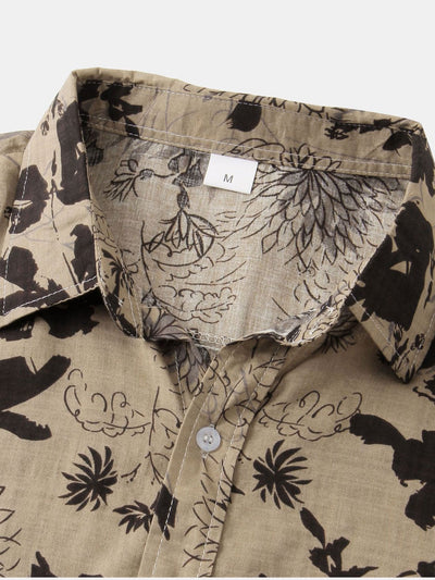Alfonse® | Ink Floral Print Button Up Shirt