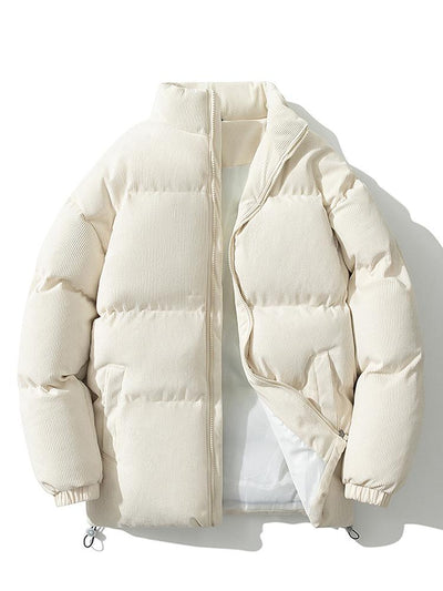 Cyrus | Funnel Neck Corduroy Puffer Coat