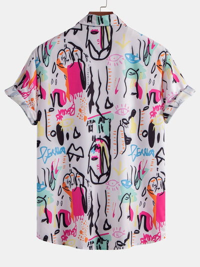 Alvaro® | Graffiti Print Button Up Shirt