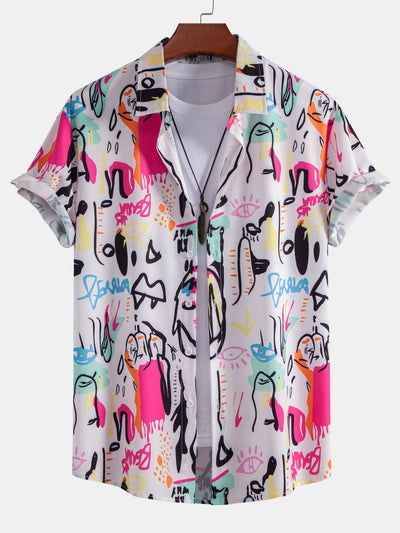 Alvaro® | Graffiti Print Button Up Shirt