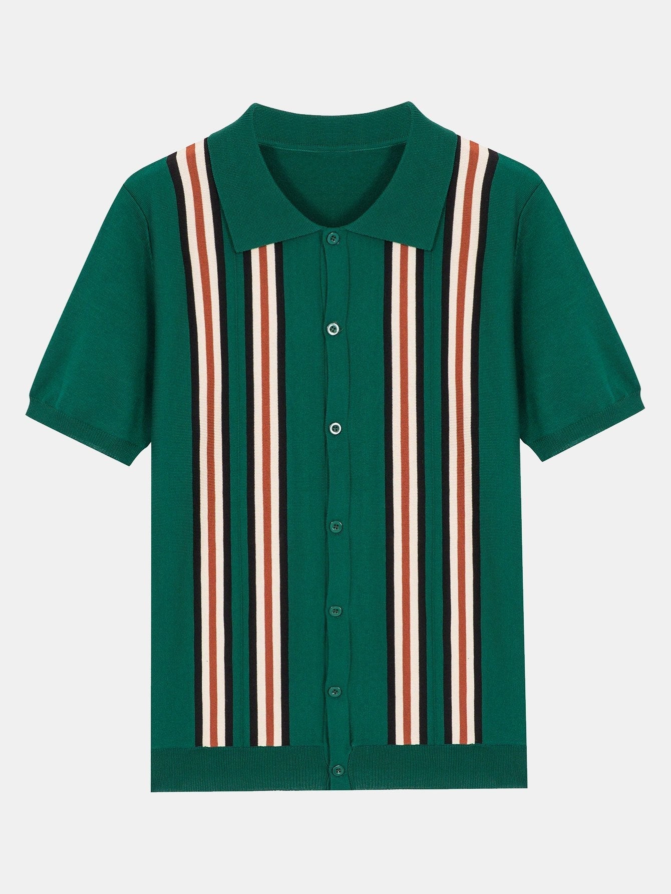 Jasper | Short Sleeve Striped Button Up Sweater Polo