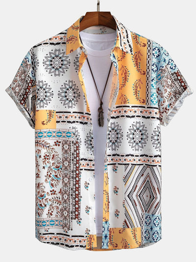 Adaniel® | Scarf Print Button Up Shirt & Swim Shorts