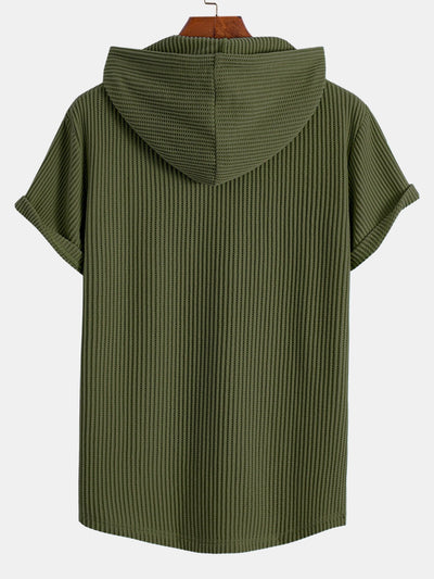 Serafín® | Knitted Waffle Arc Hem Hooded T-Shirt