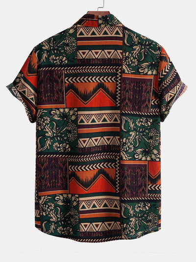 Alfy® | Floral Geometric Patchwork Print Cotton Shirt