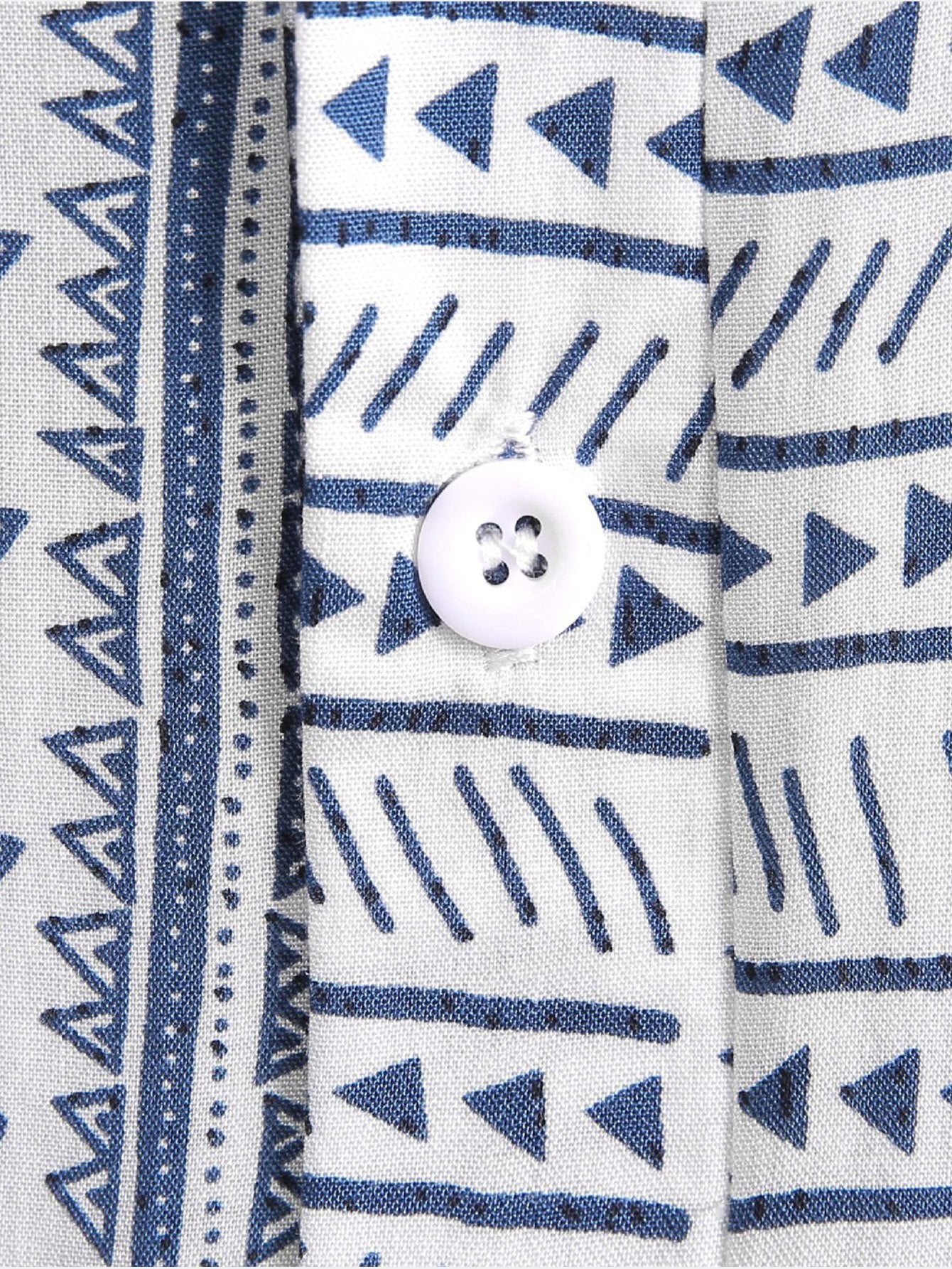 Aram® | Tribal Geometric Print Half Placket Henley Collar Shirt