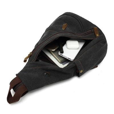 Men's Vine Canvas Solid Color Chest Bag