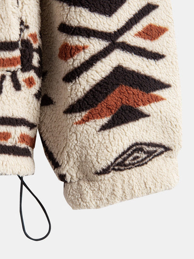 Alejandro | Aztec Print Patchwork Teddy Fleece Coat